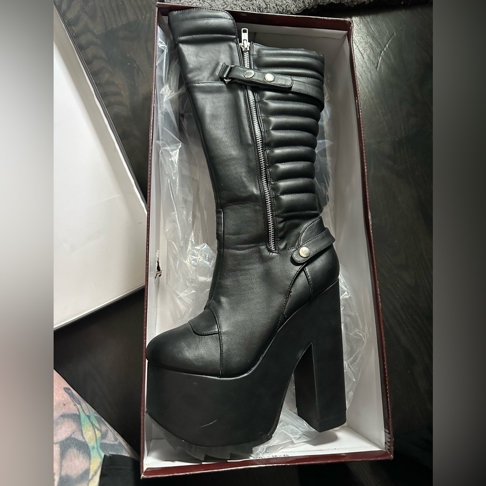 SOLD Demonia Cramps Moto Platform Boot DOLLS KILL - Picture 1 of 3